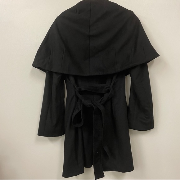 Tahari Marla Belted Wrap Coat black warm cozy chic - Picture 6 of 9